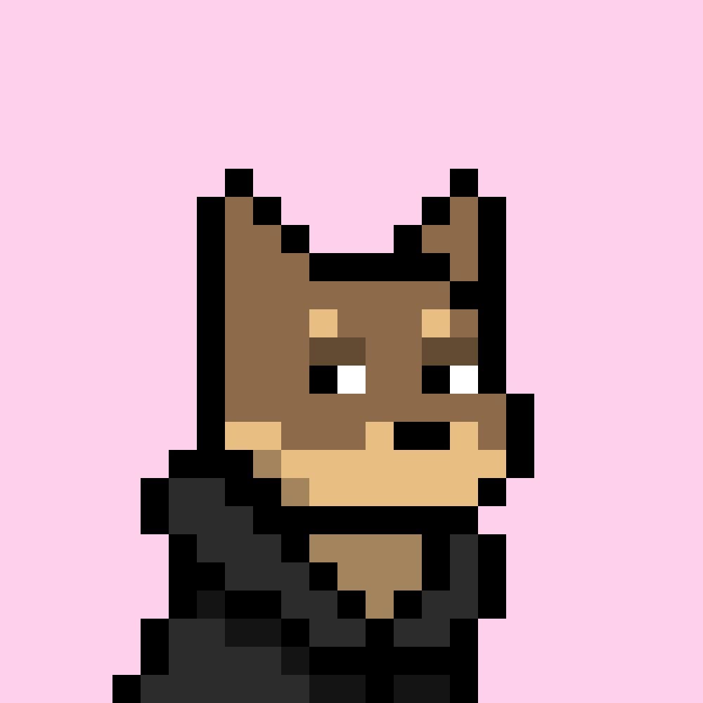 Official Neb pink-background brown pixel dog in black